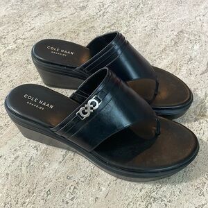 Cole Haan Lindy Grand Wedge Sandal 9 Black NEW